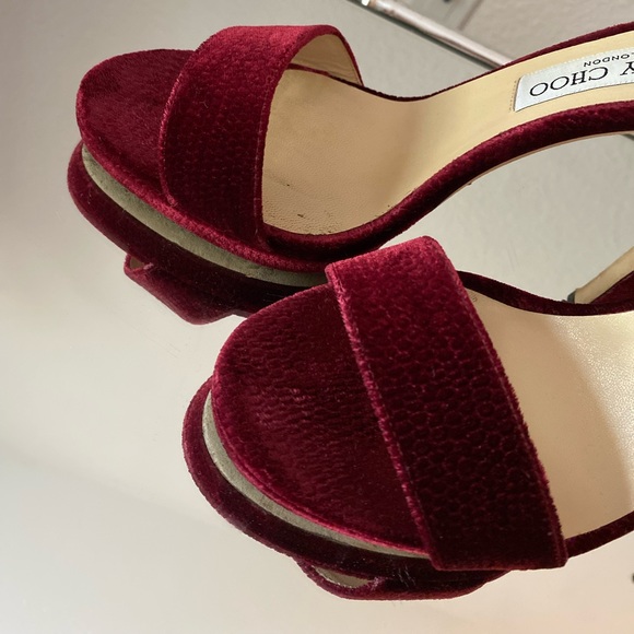 EUC Jimmy Choo Red Misty 120 velvet lizard print 39 $895 - Picture 8 of 8